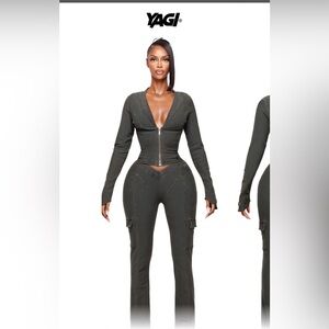 SAORI WAX DENIM CARGO LEGGINGS